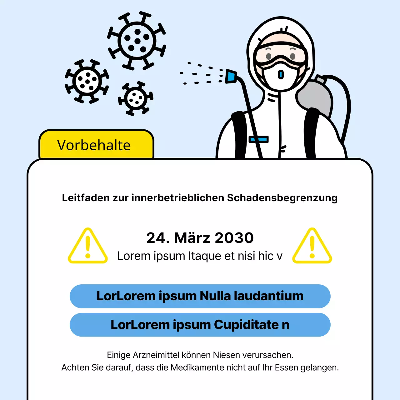 Eine einfache Geschäftsanzeige in Gelb und Hellblau