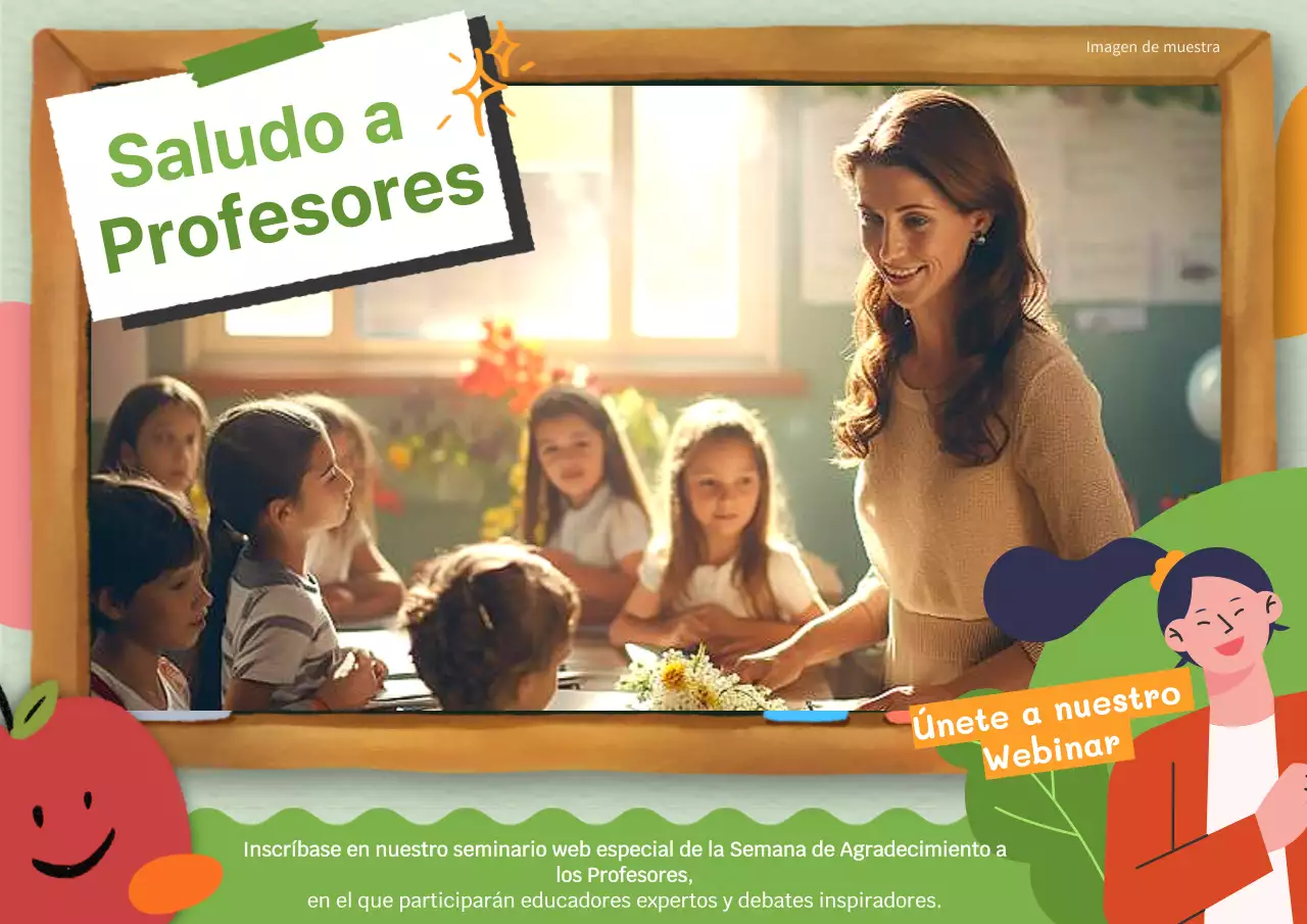 Invitación al seminario web verde y rojo del Día de los Docentes