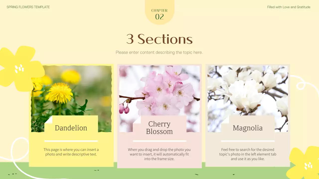 노란색 꽃 템플릿 초대장 프레젠테이션