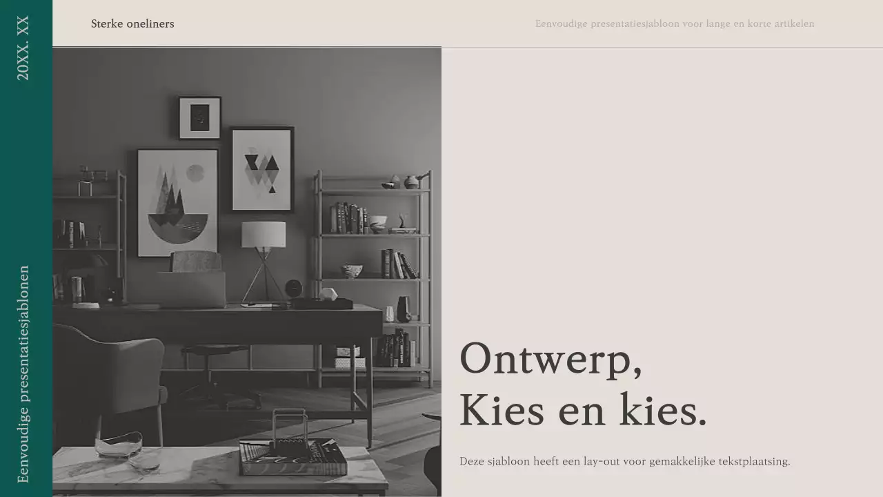 Een eenvoudig presentatievoorstel in groen en beige