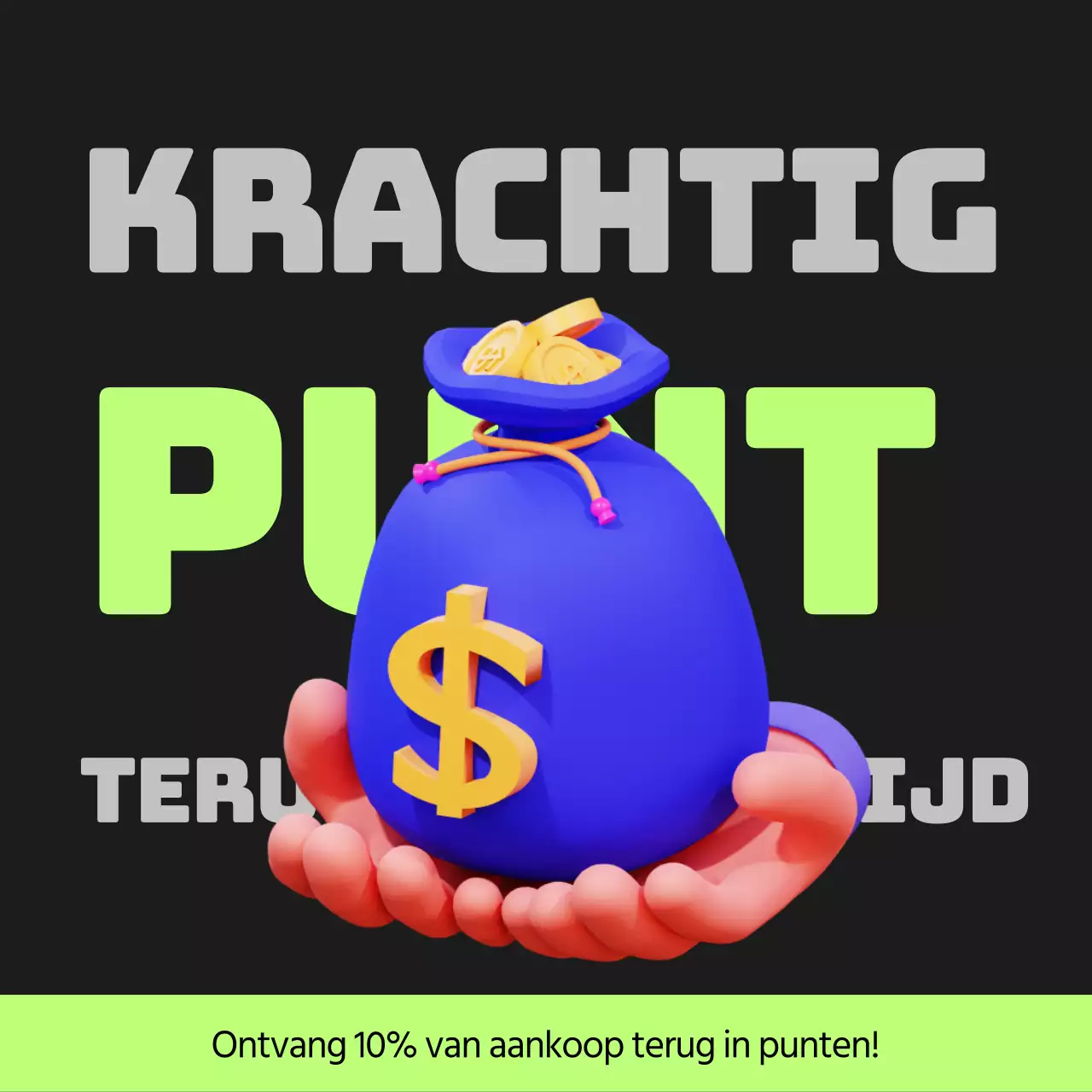 Cyberpunk points payback post in zwart en limoengroen