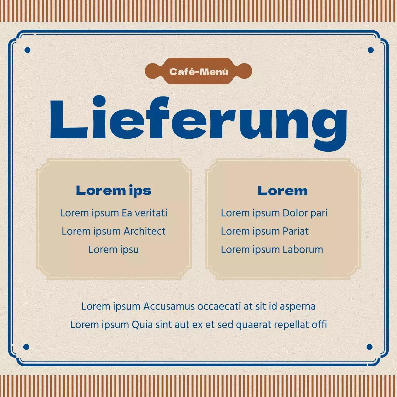 Retro-Café-Ankündigung in Braun und Blau