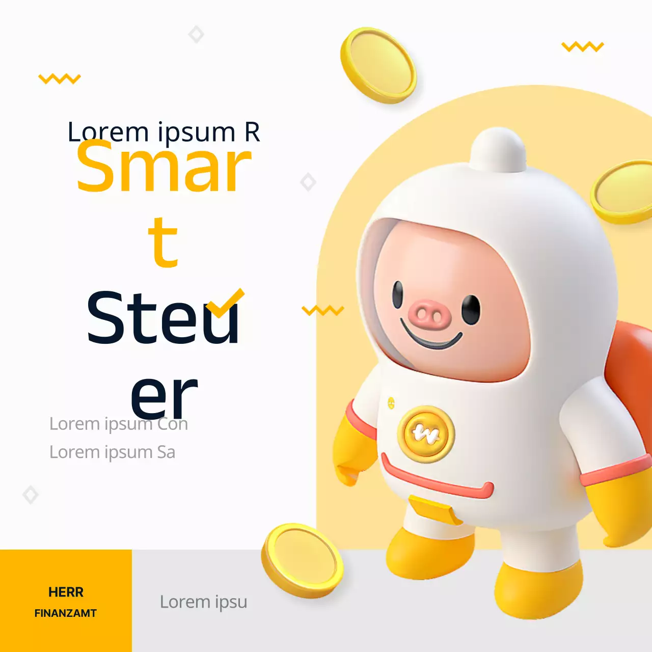 Werbung für eine moderne Steuer- und Wirtschaftsprüfungsgesellschaft in Gelb und Schwarz