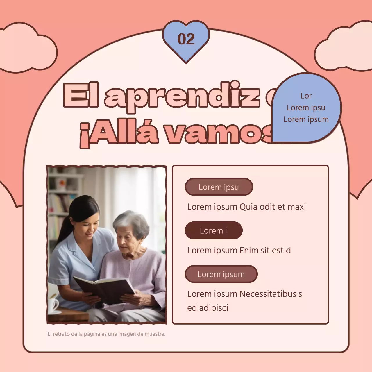 Un sencillo boletín mensual de la oficina de bienestar social en marrón y rosa