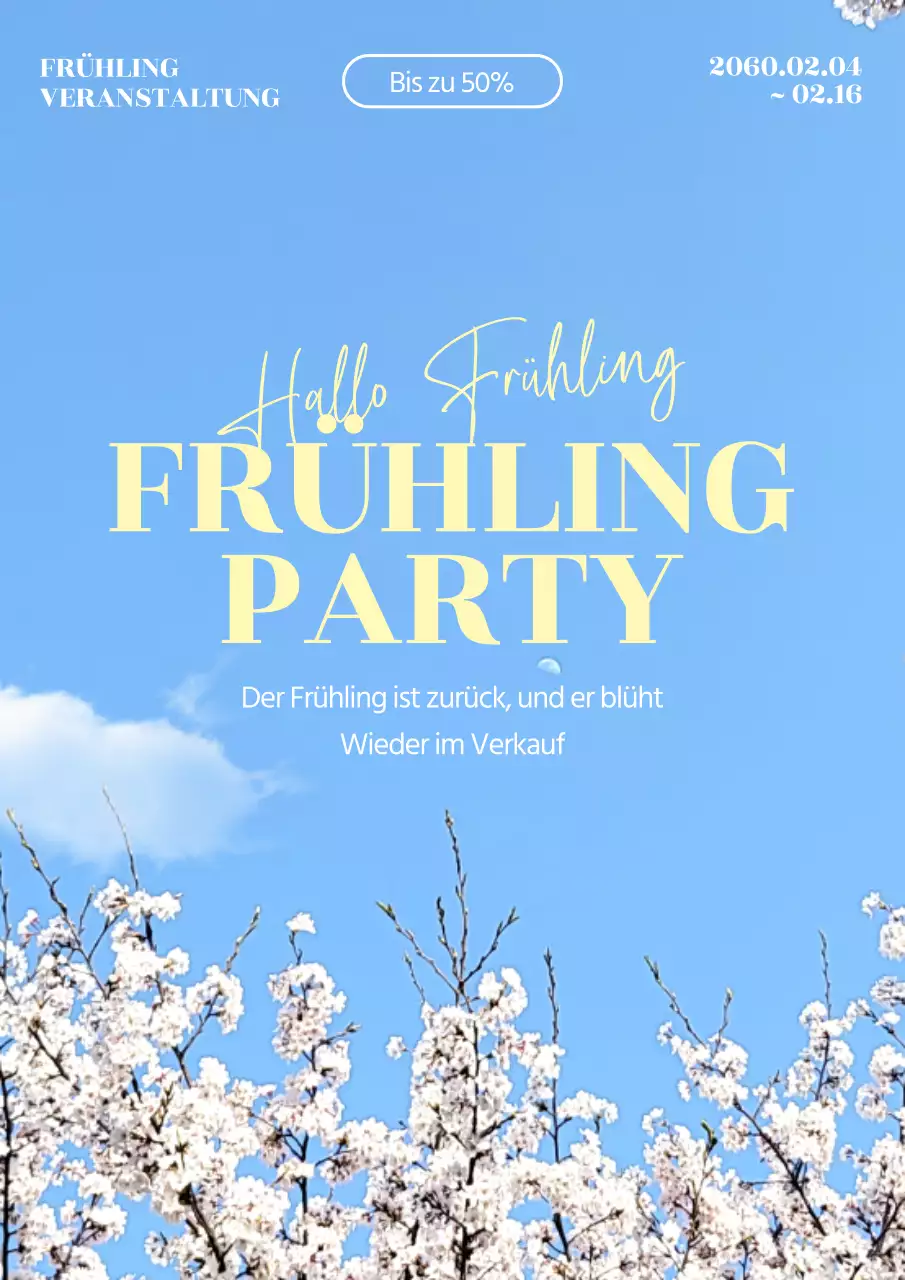 Förderung eines einfachen Frühlingsverkaufs in Hellblau und Gelb
