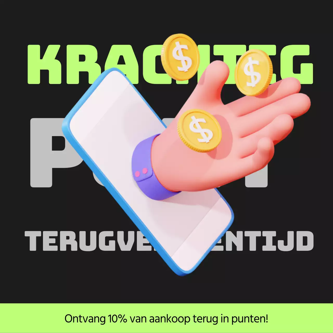 Cyberpunk points payback post in zwart en limoengroen