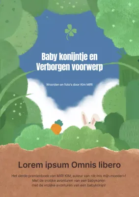 Vintage prentenboekomslag in groen en lichtblauw