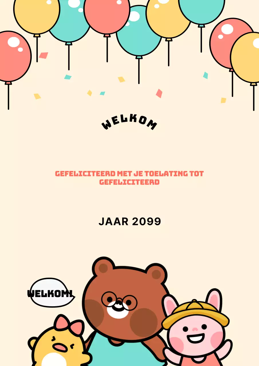 Schattig karakter felicitatiehoesje in roze en mint