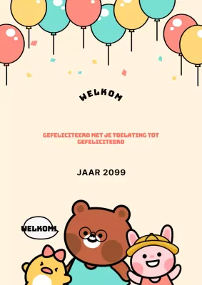 Schattig karakter felicitatiehoesje in roze en mint