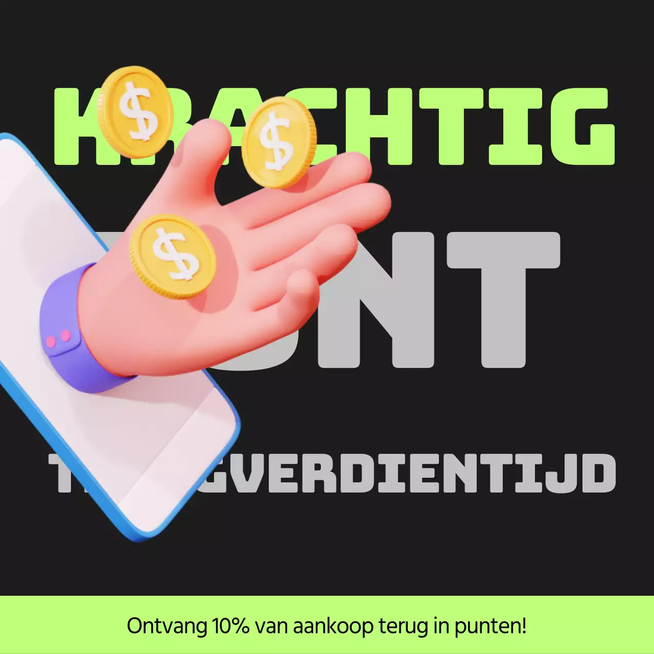 Cyberpunk points payback post in zwart en limoengroen