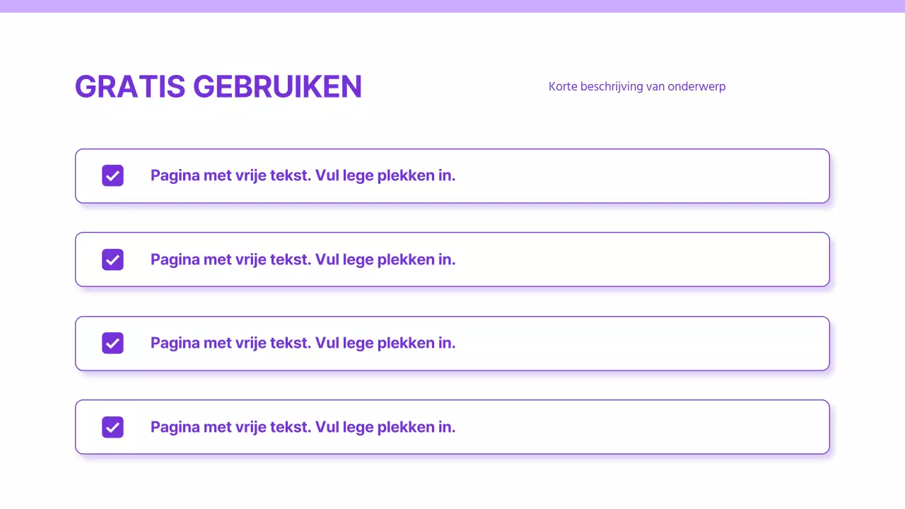 Presentatie met alleen een eenvoudige paarse en witte achtergrond en elementen