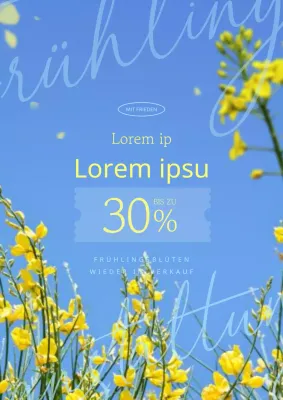 Werbung für einen einfachen Frühlingsverkauf in Gelb und Hellblau