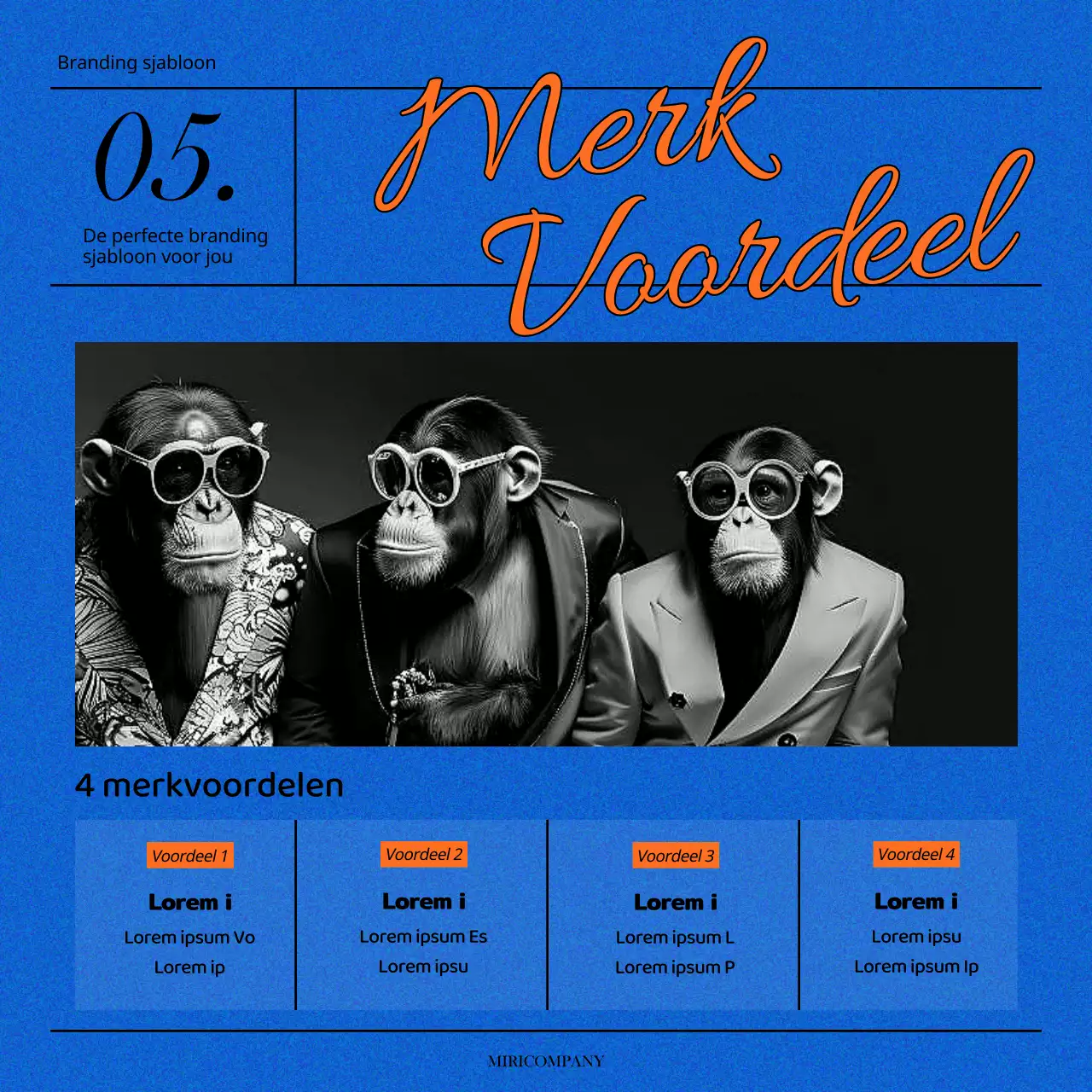 Een eenvoudig blauw en oranje merkstatement