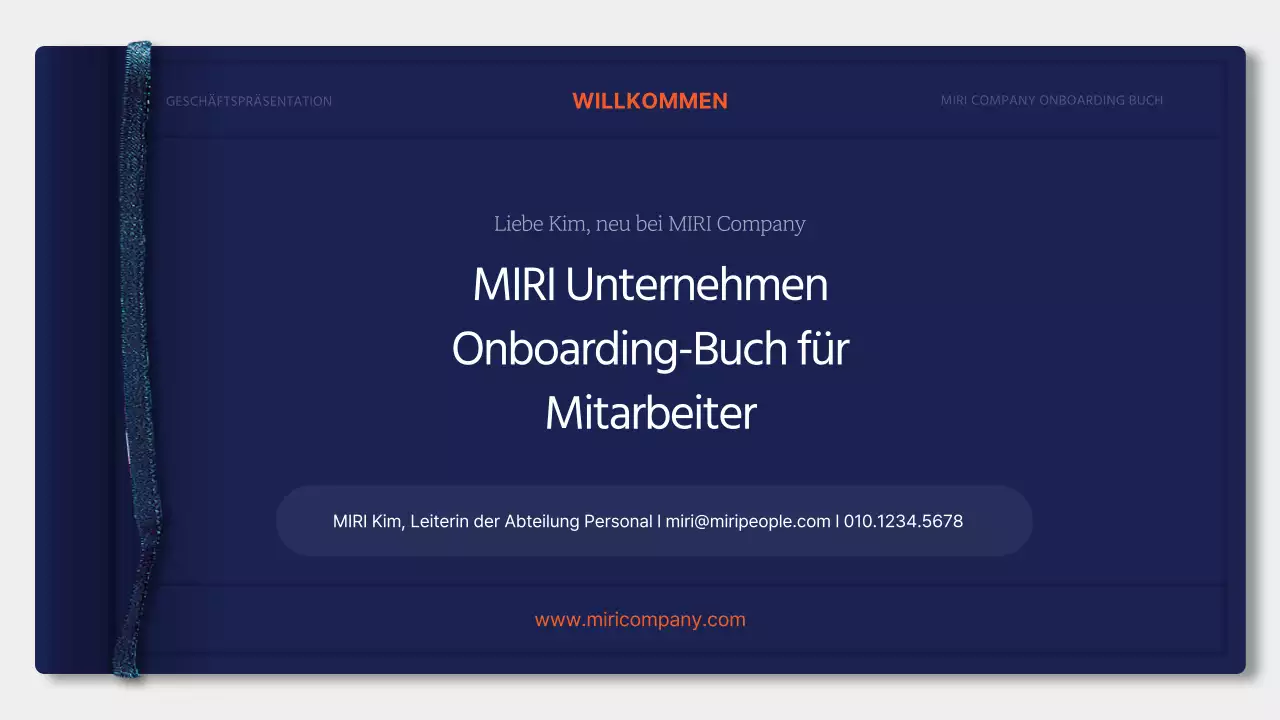 Einfache blaue und orangefarbene Schulungsunterlagen für die Einarbeitung neuer Mitarbeiter