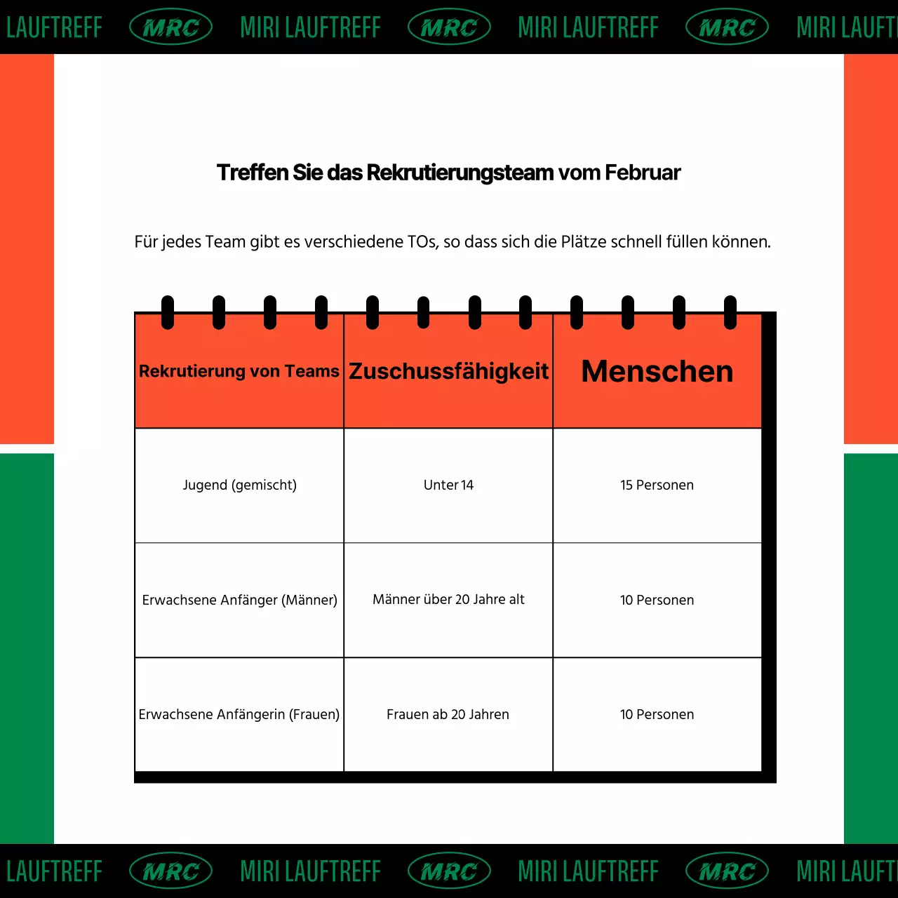 Mitglieder für einen kitschig-orangenen Laufclub werben