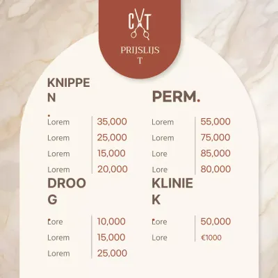 Klassieke prijslijst flyer met beige achtergrond