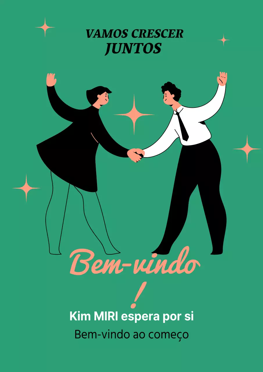 Um simples anúncio de boas-vindas em verde e cor-de-rosa