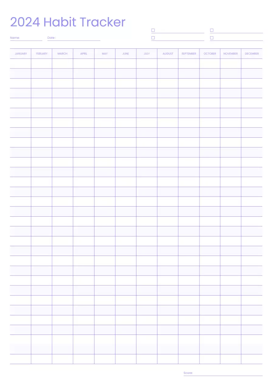 Habit tracker design with a subtle purple theme