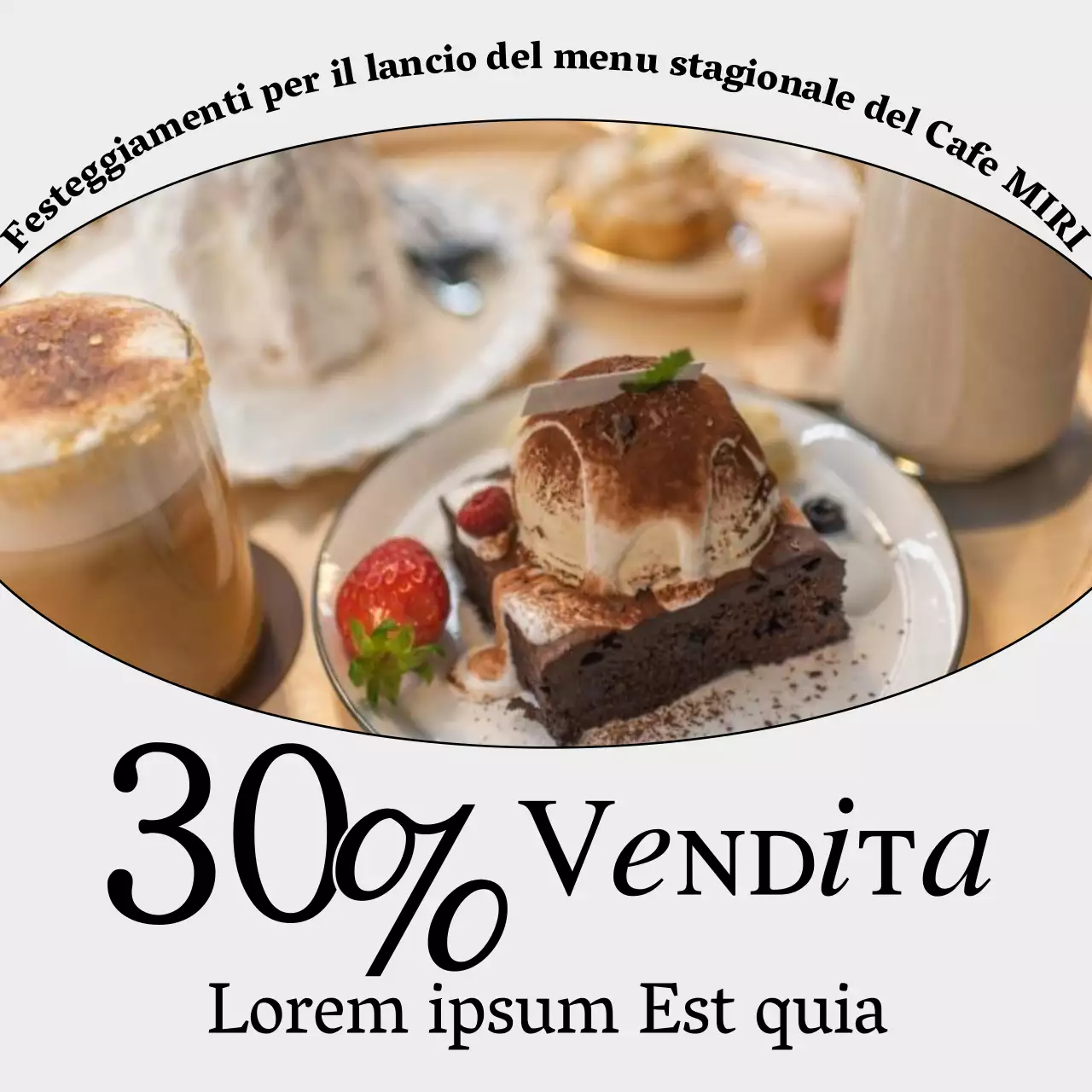 Annuncio di caffè minimalista in grigio e bianco e nero