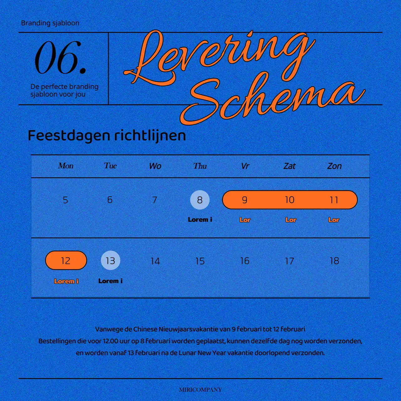 Een eenvoudig blauw en oranje merkstatement