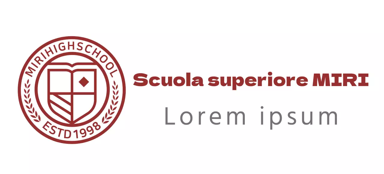 Logo della scuola superiore sotto forma di simbolo circolare dell'istruzione in bordeaux