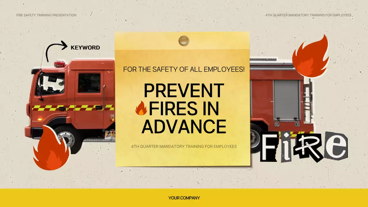 노란색 현대식 화재 훈련 프레젠테이션