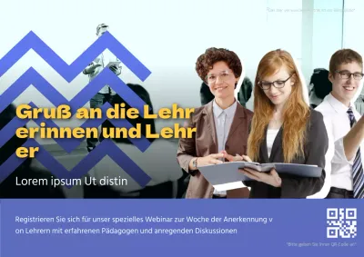 Geometrische Webinar-Anzeige zum Lehrertag in Lila und Gelb