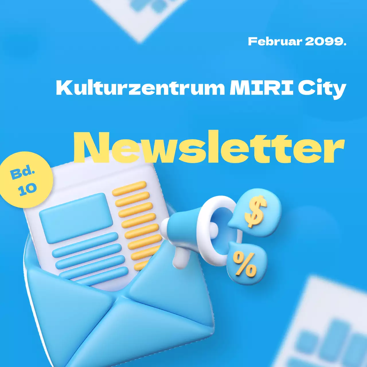 Eine moderne Sammlung von Miniaturansichten in blauem Newsletter