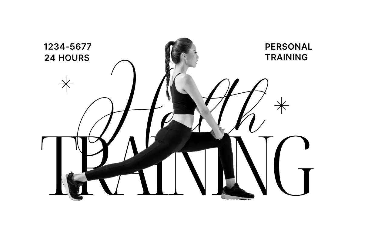 Pusat kebugaran dengan tulisan kursif dan gemerlap serta orang-orang yang sedang berolahraga