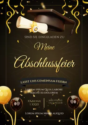 Schwarz und Gold Elegante Einladung zur Abschlussfeier