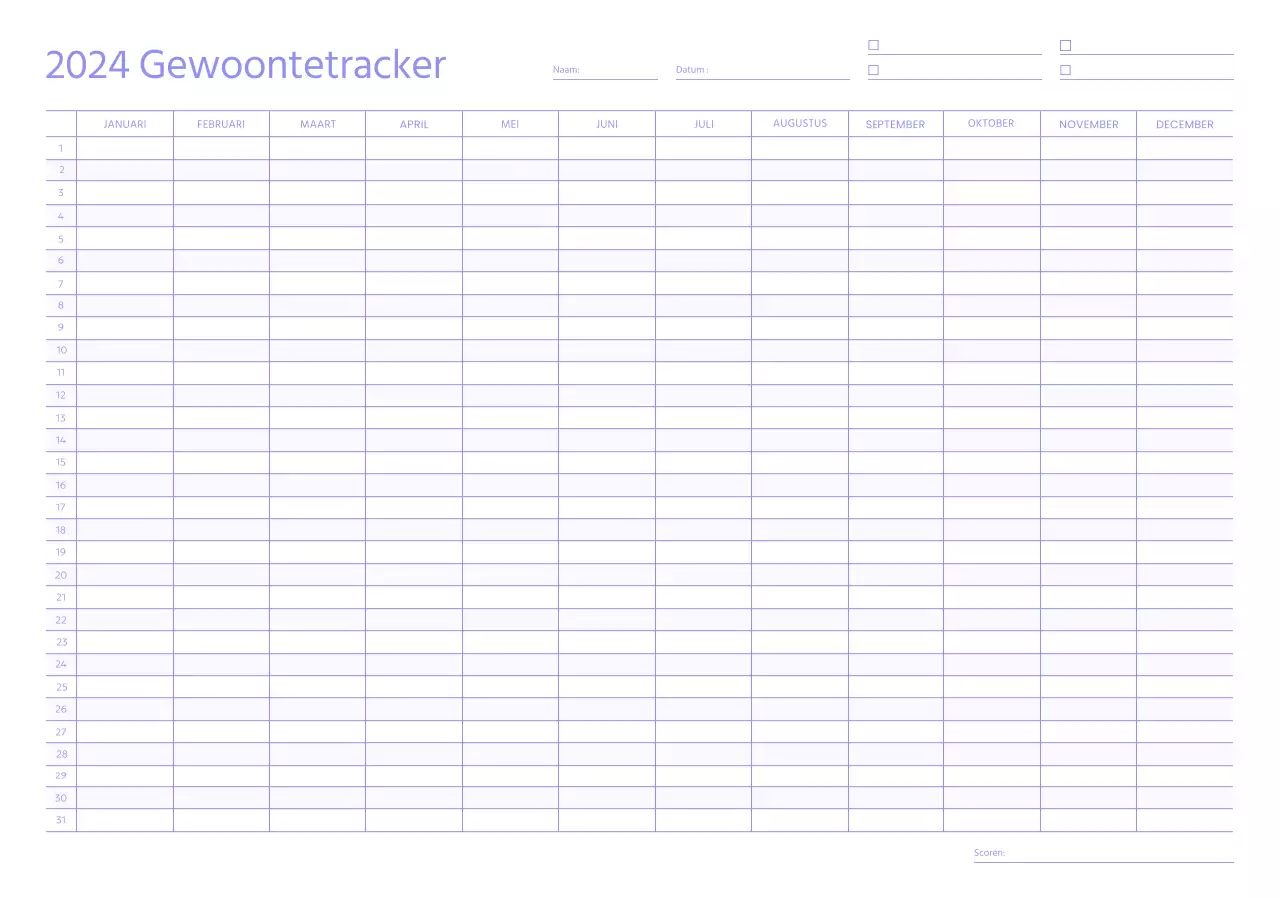 Habit tracker ontwerp met een subtiel paars thema