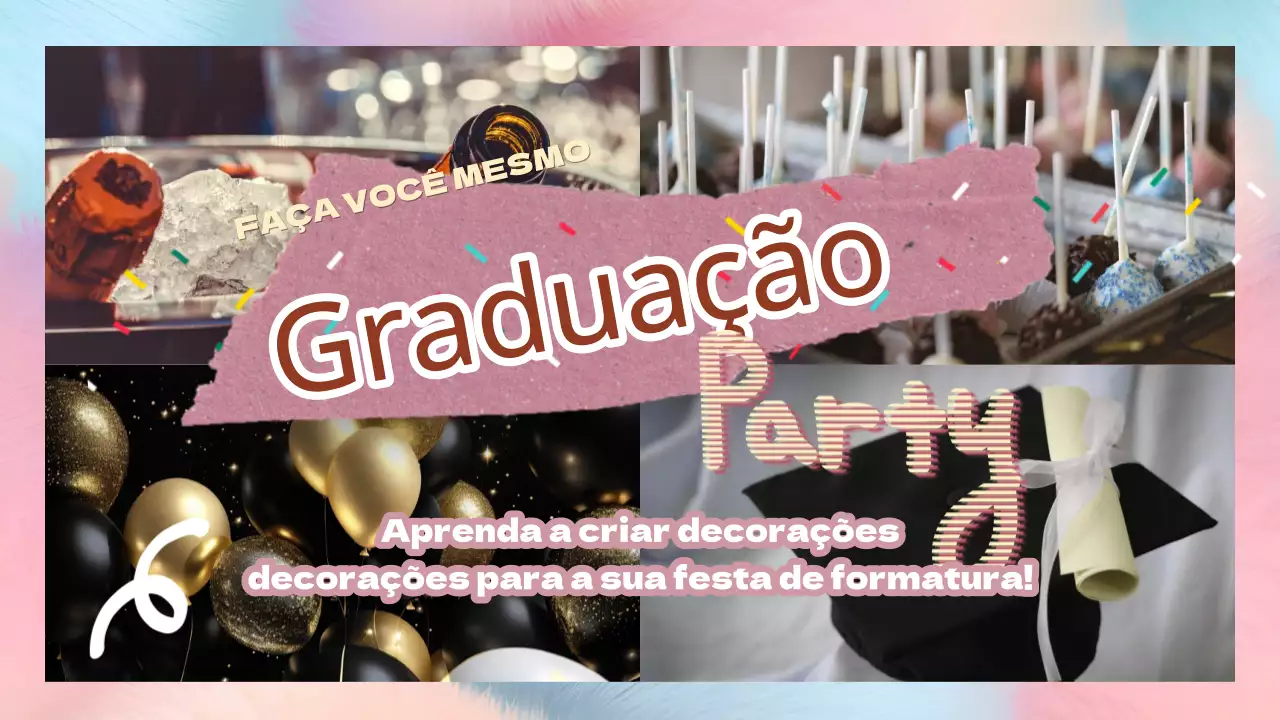 Guia da festa de formatura DIY cor-de-rosa e amarelo