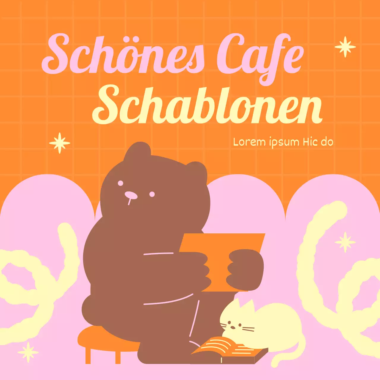 Eine niedliche orange-rosa Café-Ankündigungssammlung