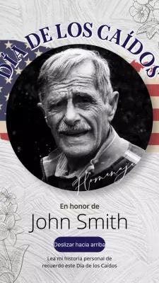 Publicidad sencilla en blanco y negro en homenaje al Día de los Caídos