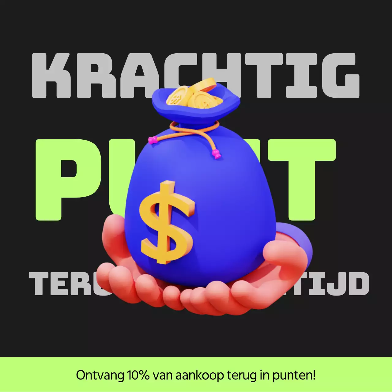 Cyberpunk points payback post in zwart en limoengroen