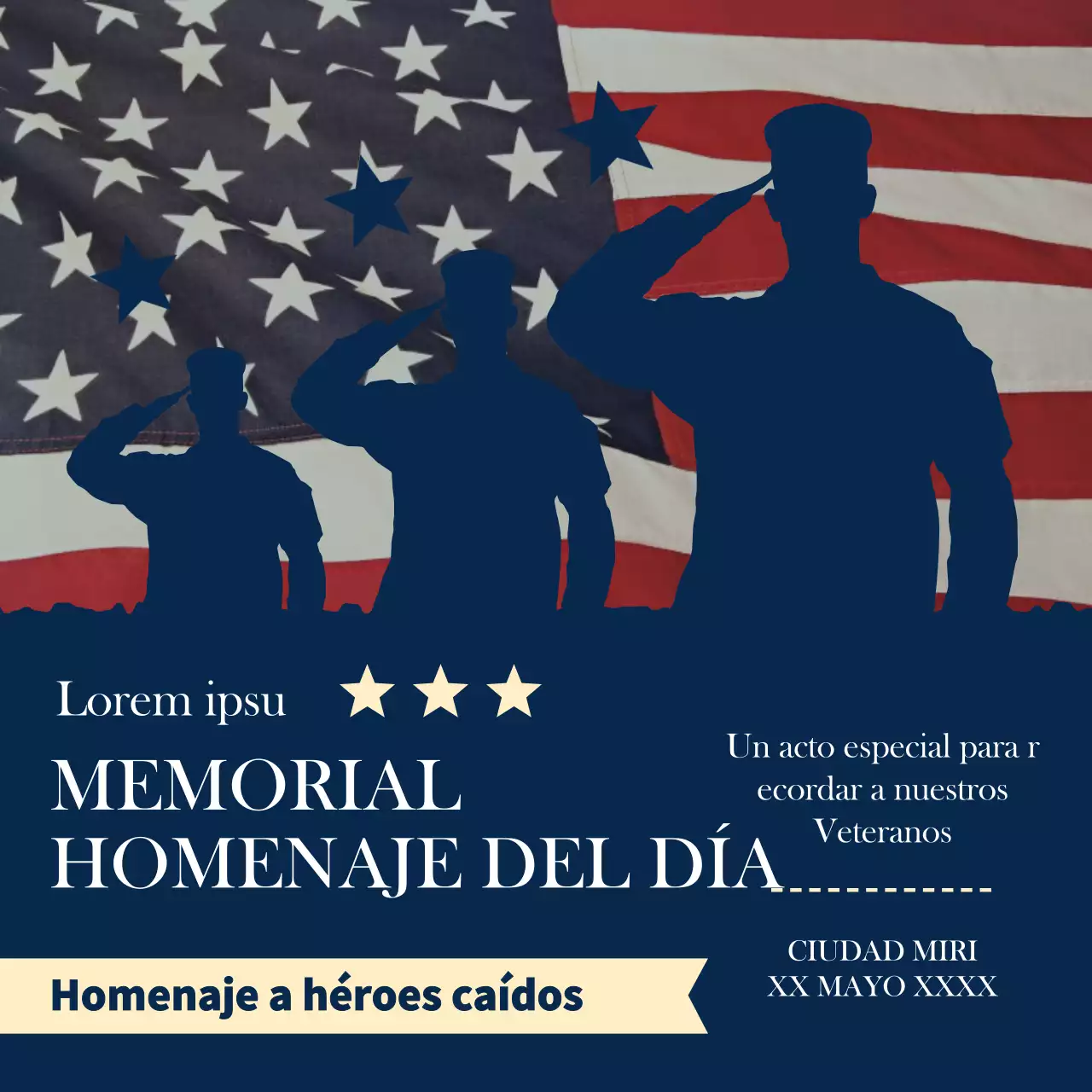 Marina y Rojo Tradicional Homenaje al Día de los Caídos Publicidad