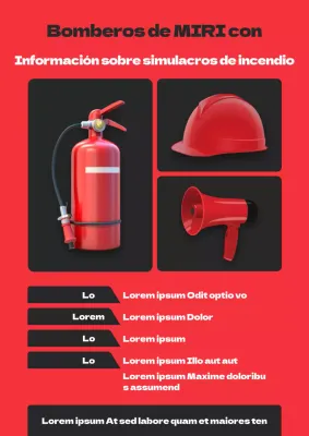 Moderno anuncio de simulacro de incendio en rojo y negro