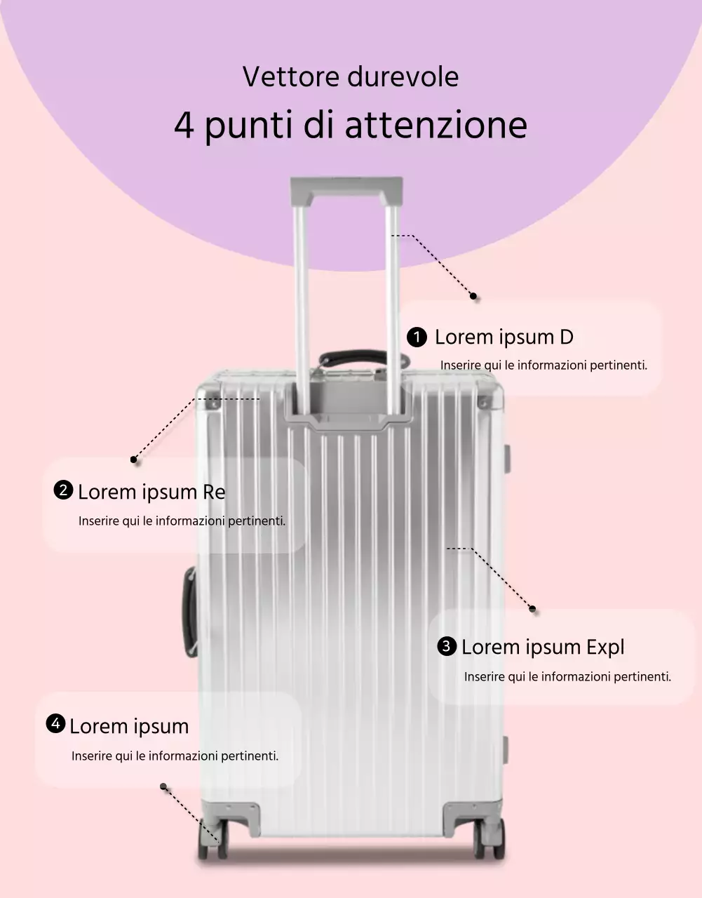 Semplice valigia rosa e malva in vendita post