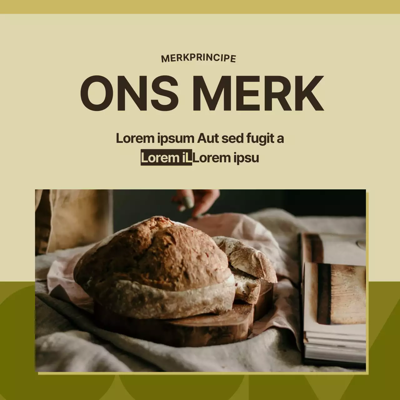 Een minimalistisch bakkerijmerk in geel en kaki