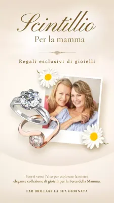 Gioielli eleganti beige e gialli per la festa della mamma Vendita pubblicitaria