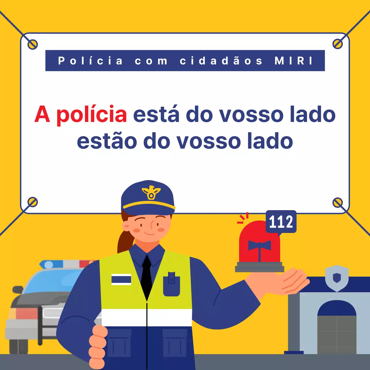 Promover uma simples esquadra de polícia amarela e azul