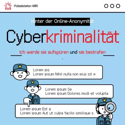 Ein einfacher Hinweis auf Internetkriminalität in hellblau und rot
