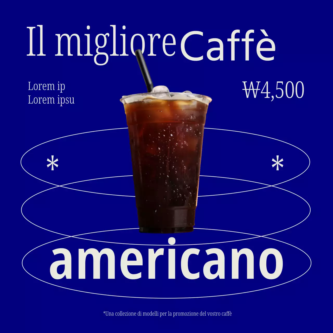 Una semplice bacheca blu e bianca per gli annunci di un caffè