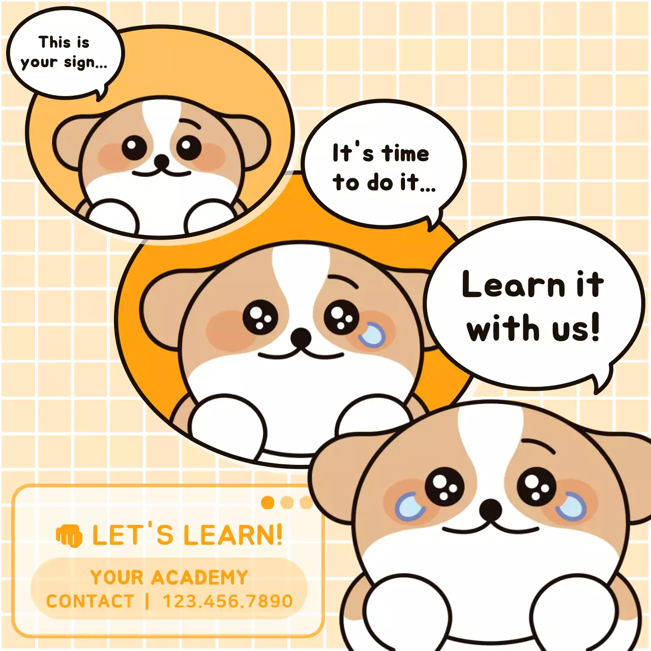 Orange Cute Learning Promotion Social Media Post
