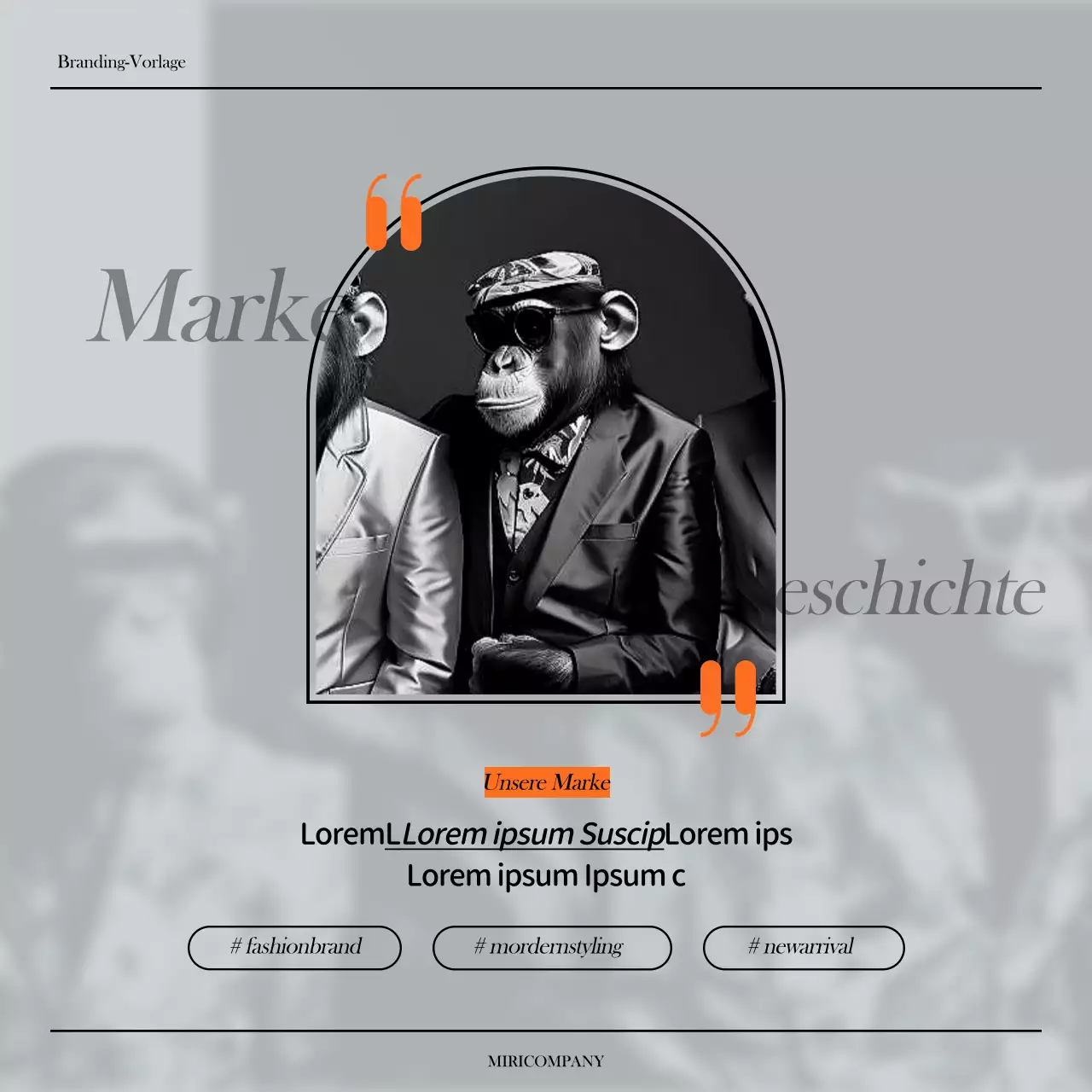 Ein einfacher Markenslip in Grau und Orange