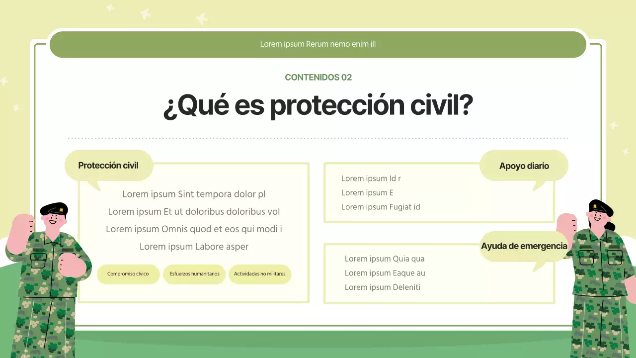 Formación moderna de protección civil en verde y verde lima.
