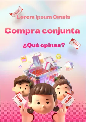 Elegante anuncio de compra conjunta con texto naranja y rosa