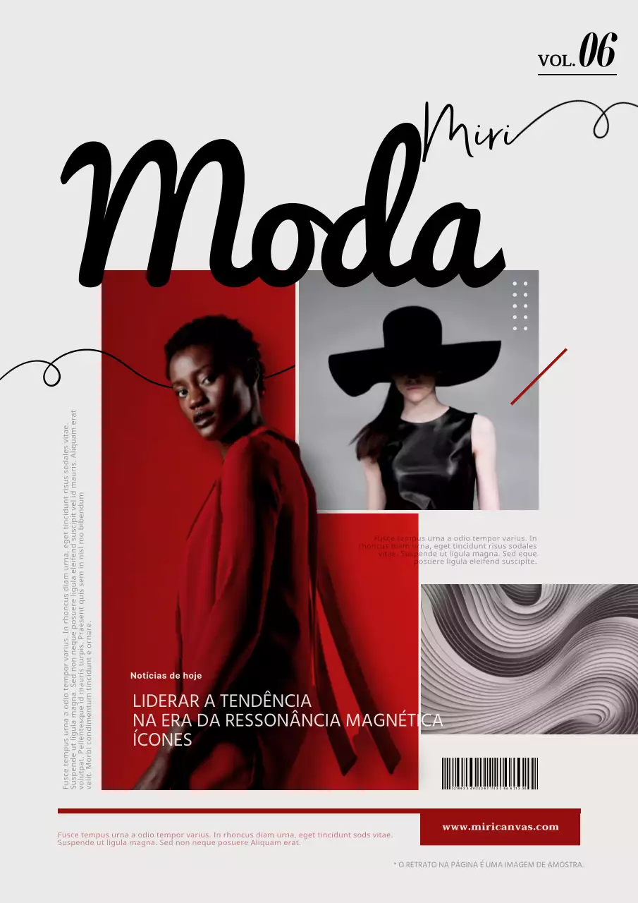 Uma revista de moda de luxo em vermelho e marfim