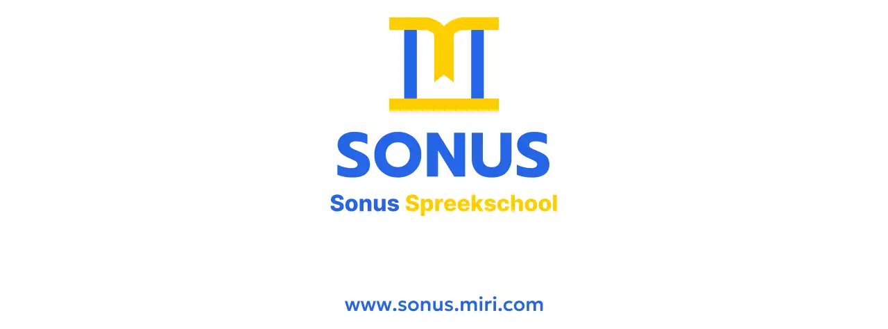 Spraakschool kleurontwerp met pictogram van een podium