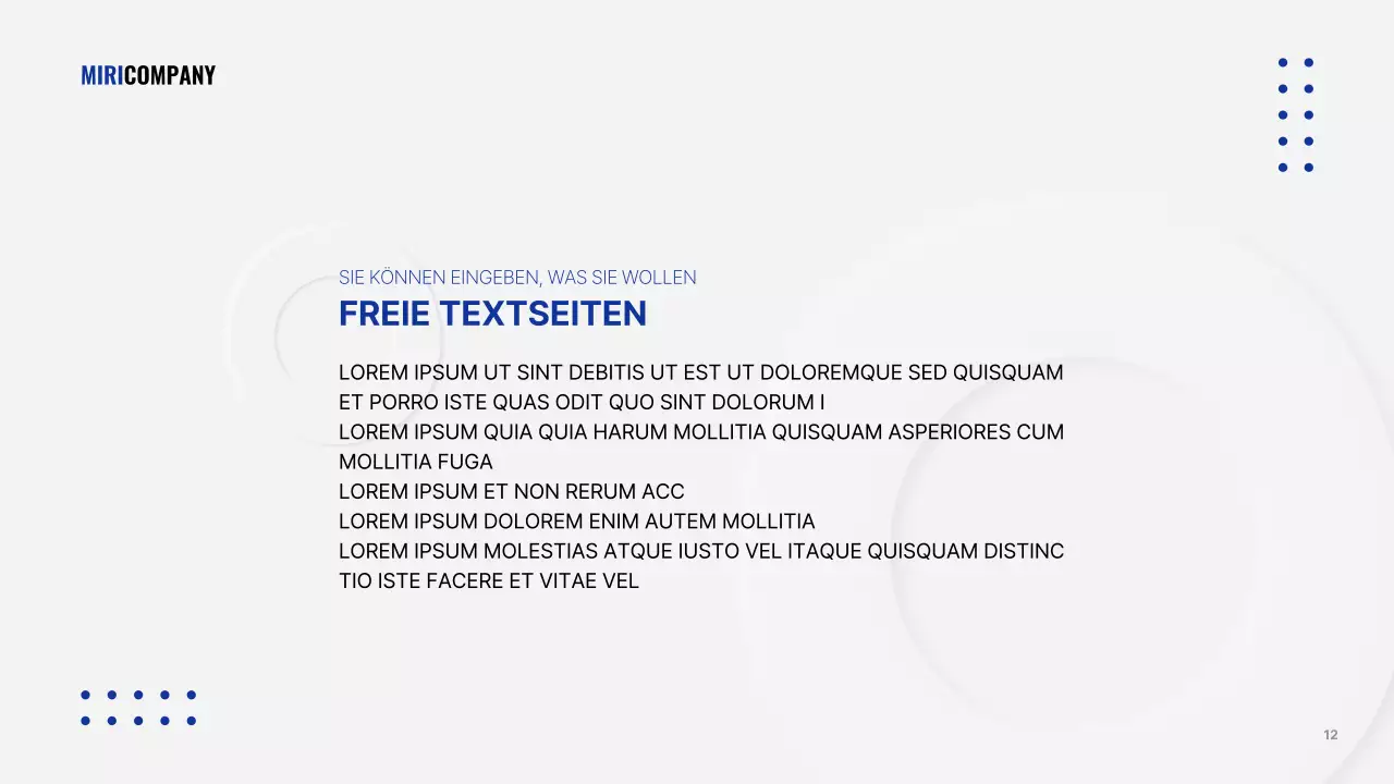 Minimalistische Geschäftspräsentation in Weiß und Marineblau